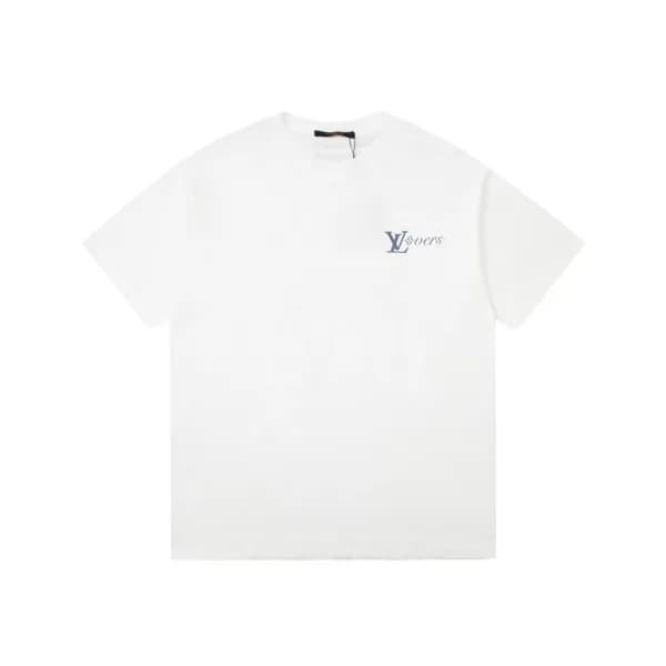 루이비통 남성 크루넥 화이트 반팔티 - Louis vuitton Mens White Sho… - 1