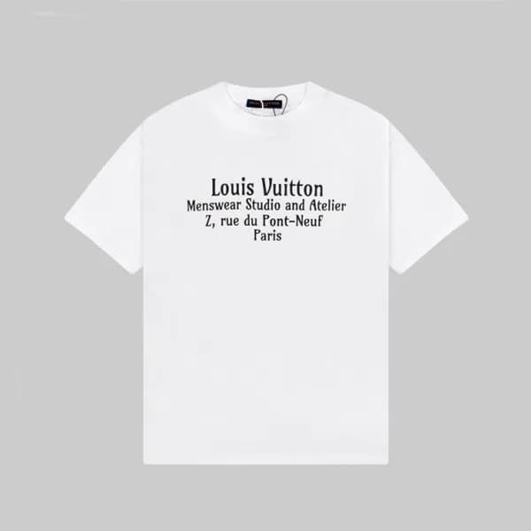 루이비통 남성 크루넥 화이트 반팔티 - Louis vuitton Mens White Sho… - 1