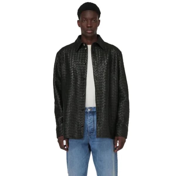 보테가베네타 남성 블랙 가죽 자켓 - Bottega Veneta Mens Black Jac… - 1