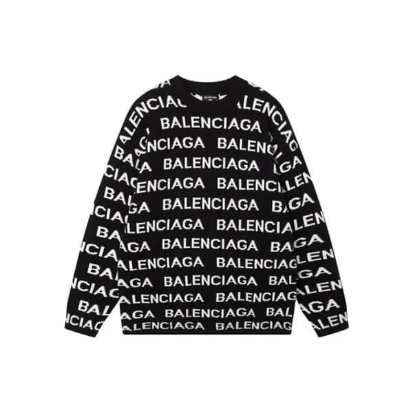 발렌시아가 남성 블랙 크루넥 니트 - Balenciaga Mens Black Knits -… - 1