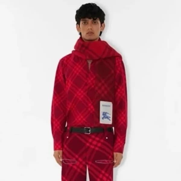 버버리 남/녀 레드 머플러 - Burberry Unisex Red Muffler - acc… - 1