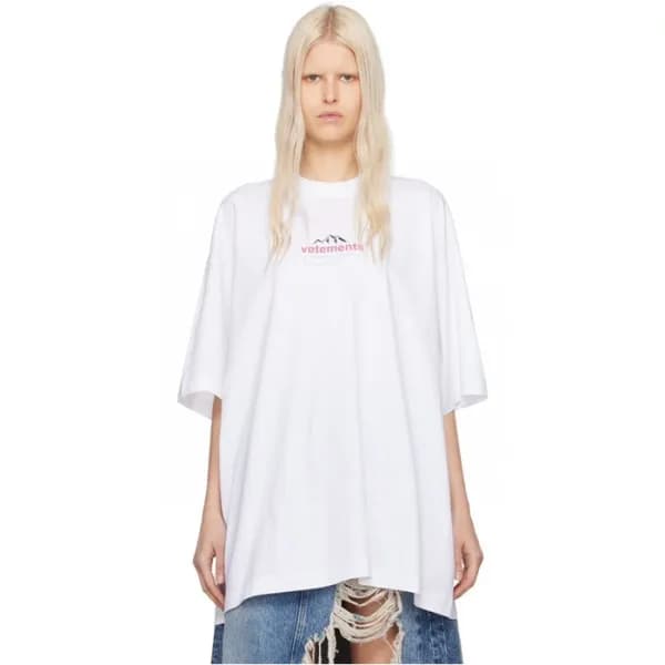 베트멍 여성 화이트 반팔 티셔츠 - Vetements Womens White Tshirts… - 1