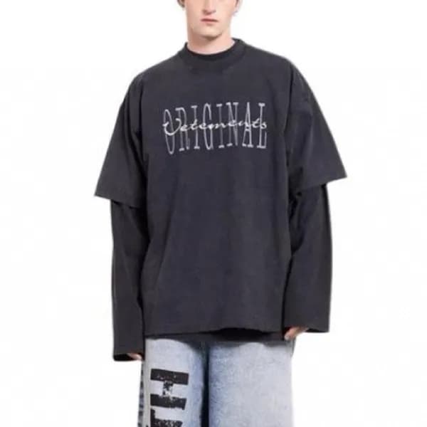 베트멍 남/녀 블랙 반팔 티셔츠 - Vetements Unisex Over Size Tsh… - 1
