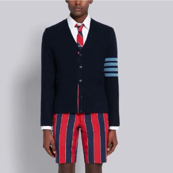 톰브라운 남성 브이넥 네이비 가디건 - Thom Browne Mens Navy Cardig…