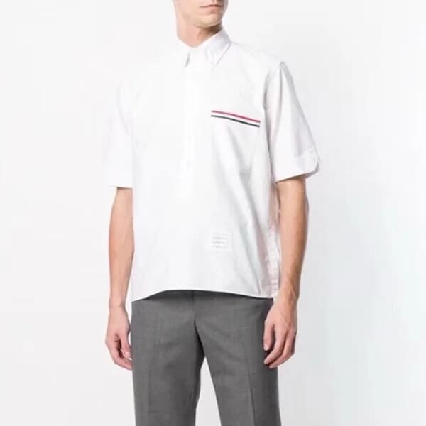 톰브라운 남성 반팔 화이트 셔츠 - Thom Browne Mens White Dress S… - 1
