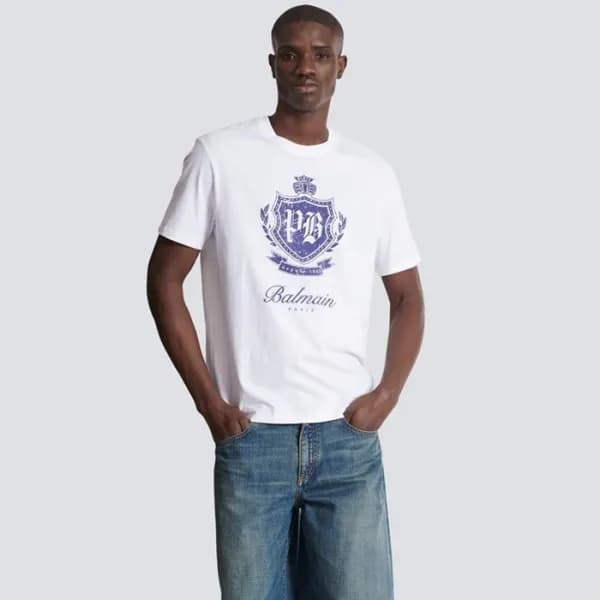 발망 남성 라운드 반팔티 - Balmain Mens Round Tshirt - bmc131… - 1