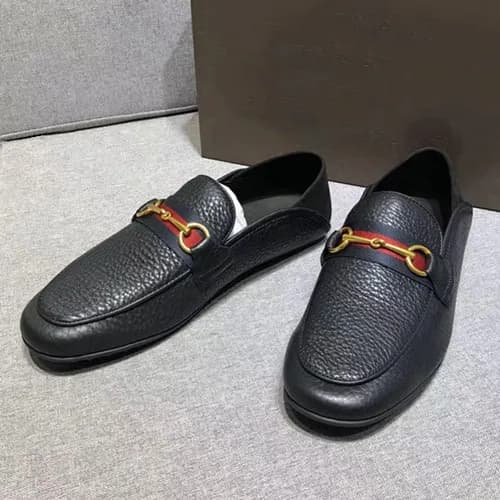 [구찌] 블랙 유팁 모카신 레더 남성용 신발 gu0006x - Gucci Black U-T… - 1