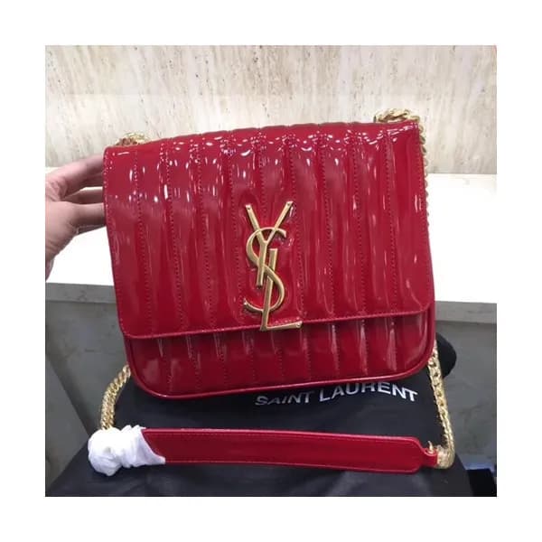 Saint Laurent Women Patent Vicky Chain Shoulder Ba… - 1