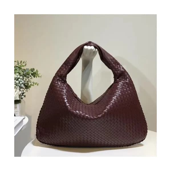 Bottega Veneta Leather Wine Hobo Tote Shoulder Bag… - 1