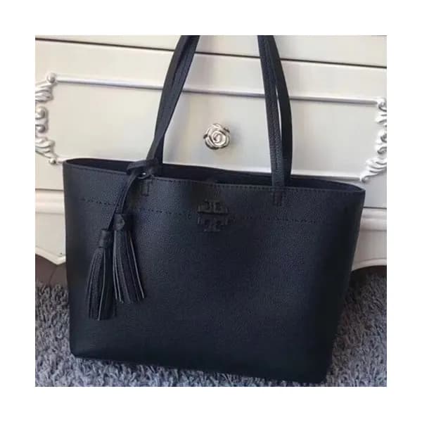Tory Burch Leather Black Mcgraw Tote Shoulder Bag,… - 1
