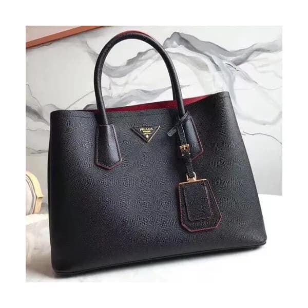 Prada Saffiano Double Tote Shoulder Bag,33CM - 프라다… - 1