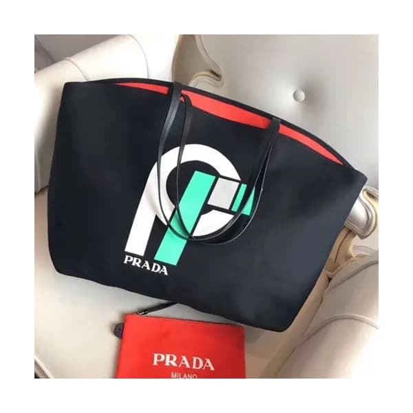 Prada 2018 Canvas Tote Shoulder Bag,40cm - 프라다 201… - 1