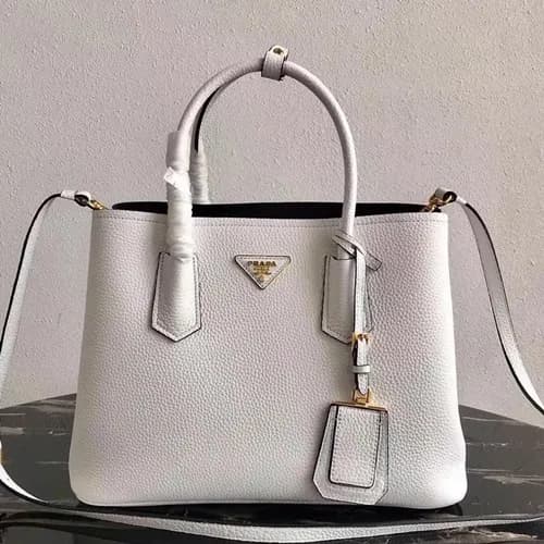 Prada 2019 Vitello Daino Double Leather Tote Shoul… - 1