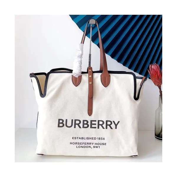 Burberry 2019 Canvas Tote Shoulder Shopper Bag, 35… - 1