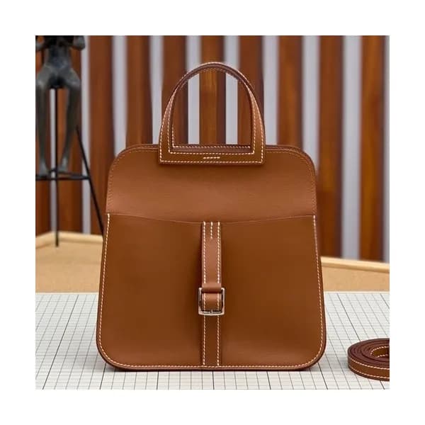 Hermes 2019 Halzan Leather Tote Shoulder Bag ,22cm… - 1