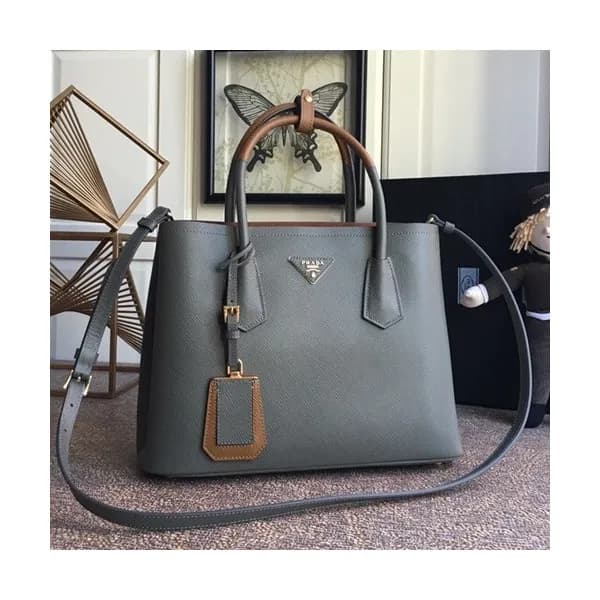 Prada 2020 Saffiano Double Tote Shoulder Bag,33CM … - 1