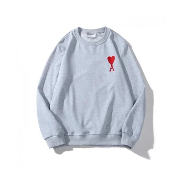 Ami Mens Logo Casual Cotton Man-to-man Gray - 아미 2… - 1