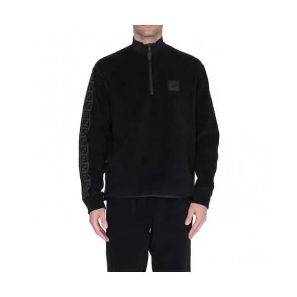Fendi Mens Logo Crew-neck Cotton Tshirts Black - … - 1