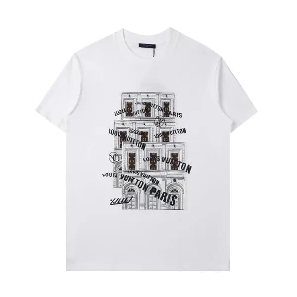 루이비통 남자 크루넥 화이트 반팔티 - Unisex White Tshirts - lou03… - 1