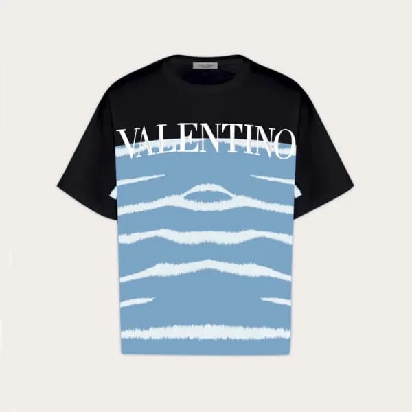 발렌티노 남성 블랙 크루넥 반팔티 - Mens Black Tshirts - 0513x - 1