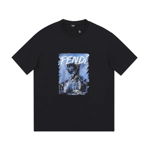 펜디 남성 블랙 크루넥 반팔티 - Mens Black Tshirts - fen01218x - 1