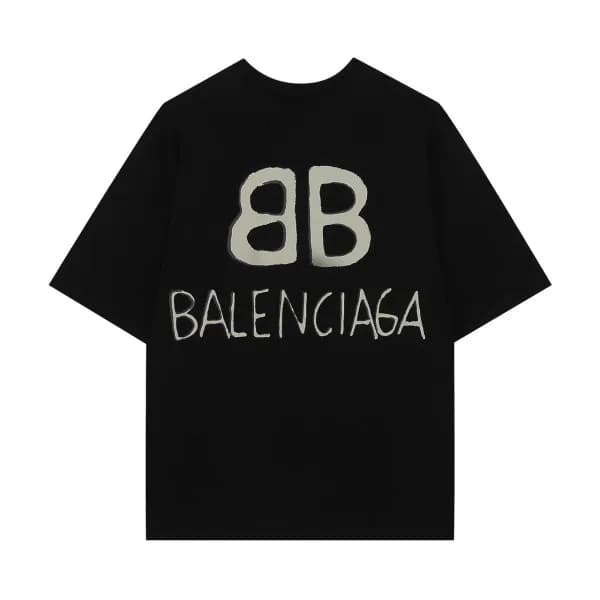 발렌시아가 남성 크루넥 블랙 반팔티 - Mens Black Tshirts - bal0157… - 1