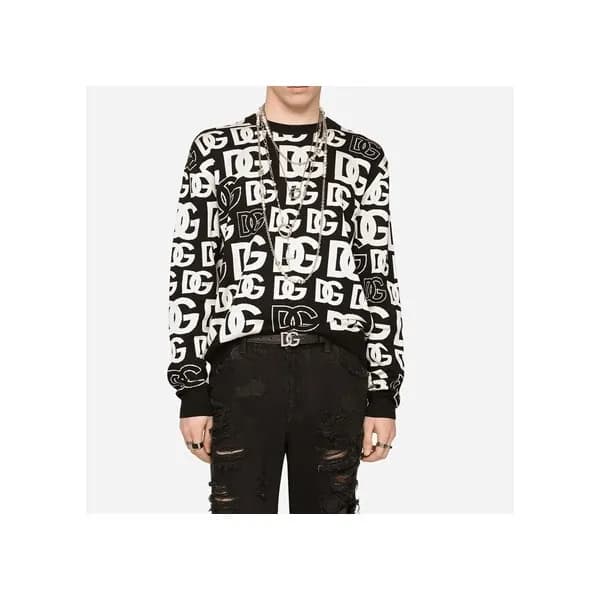돌체앤가바나 남성 블랙 크루넥 니트 - Dolce&Gabbana Mens Black Kni… - 1