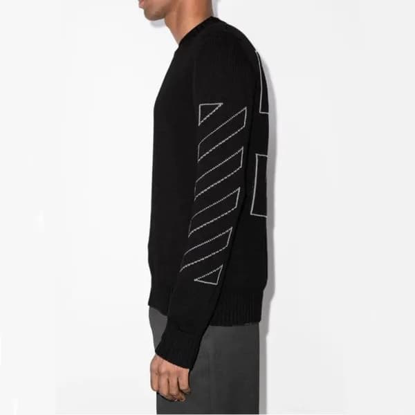 오프화이트 남성 블랙 크루넥 니트 - Off-white Mens Black Knits - … - 1
