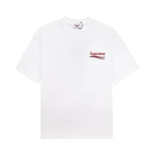 발렌시아가 남성 크루넥 화이트 반팔티 - Balenciaga Mens White Short… - 1