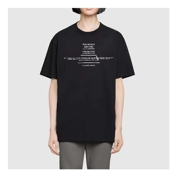 발렌시아가 남성 크루넥 블랙 반팔티 - Balenciaga Mens Black Short … - 1