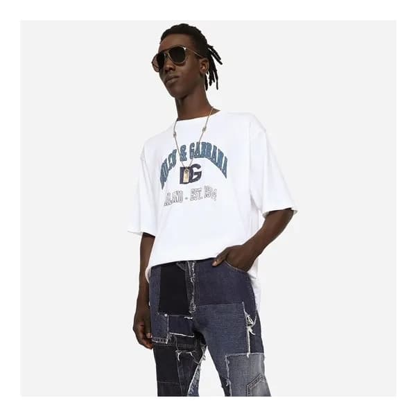 돌체앤가바나 남성 화이트 반팔티 - Dolce&Gabbana Mens White Tshir… - 1