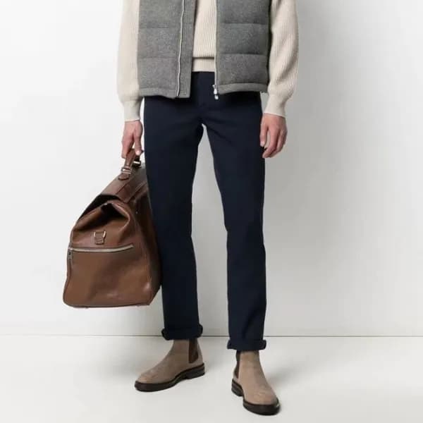 브루넬로쿠치넬리 남성 블루 팬츠 - Brunello Cucinelli Mens Blue P… - 1