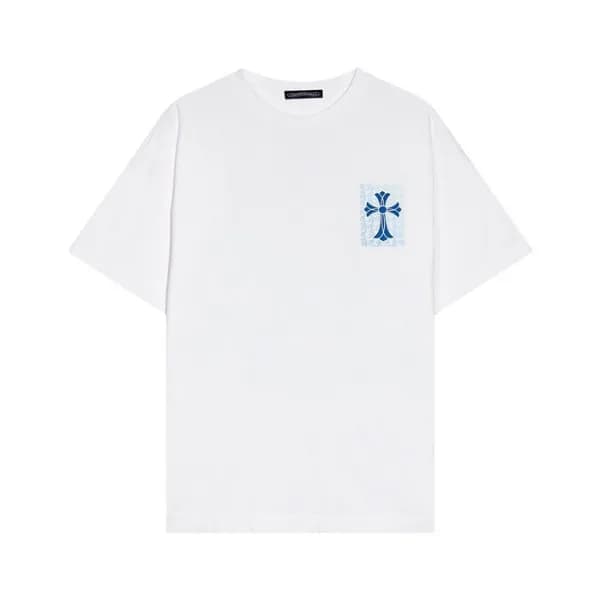 크롬하츠 남성 화이트 블랙 반팔티 - Chrom Hearts Mens White Short… - 1