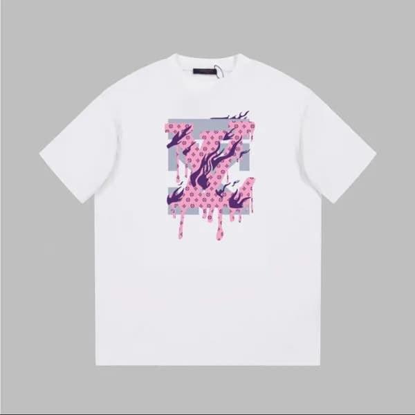 루이비통 남성 화이트 크루넥 반팔티 - Louis vuitton Mens White Sho… - 1