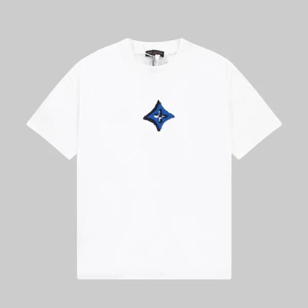 루이비통 남성 화이트 크루넥 반팔티 - Louis vuitton Mens White Sho… - 1