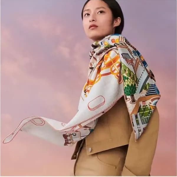 에르메스 여성 오렌지 스카프 - Hermes Womens Orange Scarf - he4… - 1