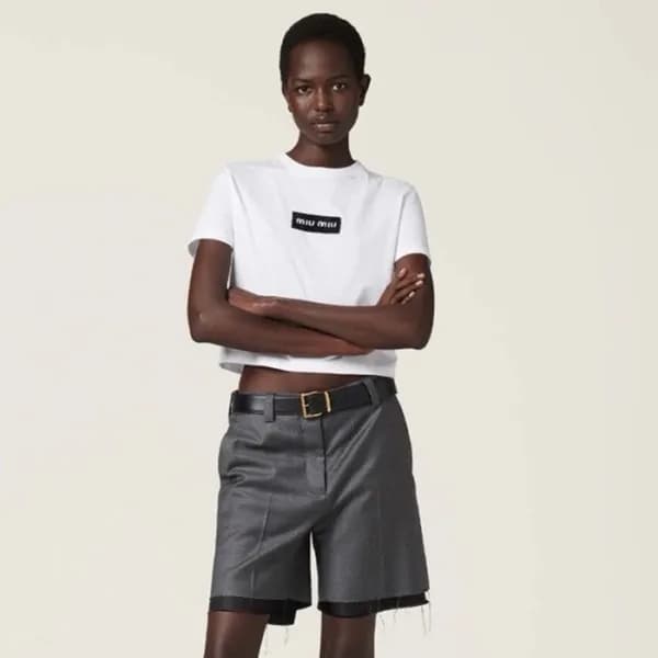 미우미우 여성 화이트 반팔 티셔츠 - Miumiu Womens White Tshirts -… - 1