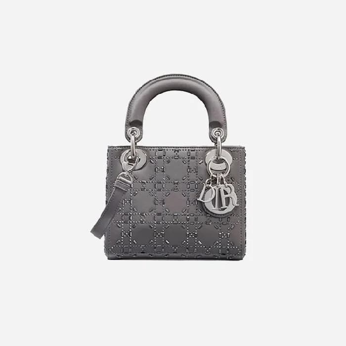디올 여성 그레이 라인 스톤 까나쥬 새틴 레이디백 미니 - Dior Line Stone … - 1
