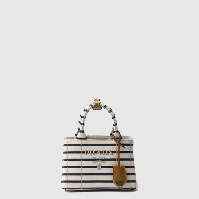 프라다 여성 스트라이프 코튼 캔버스 미니백 1BA038 - Prada Womens Stri… - 1
