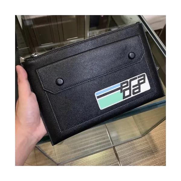 Prada Saffiano Mens Clutch Bag,28CM - 프라다 사피아노 남성… - 1