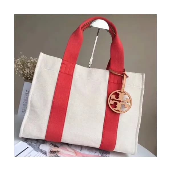 Tory Burch Miller Canvas Red Tote Bag,39cm - 토리버치 … - 1