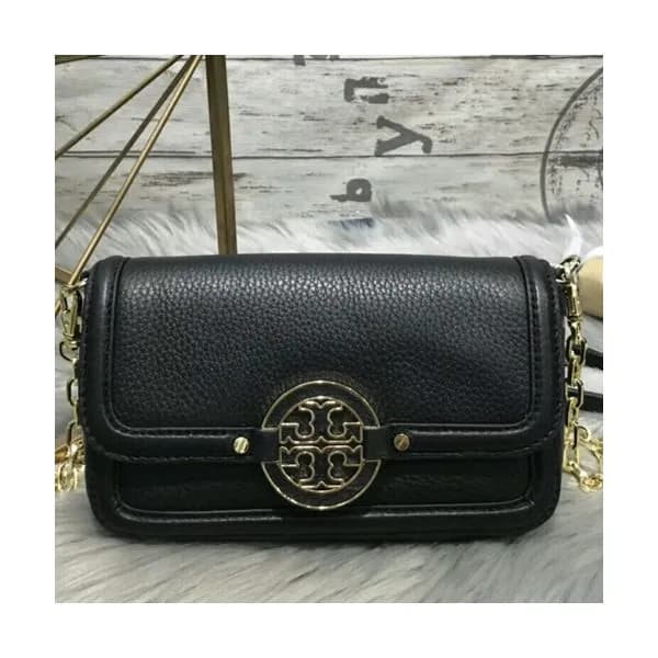 Tory Burch Leather Black Amanda Mini Chain Shoulde… - 1