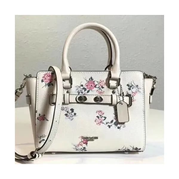 Coach Leather Floral Tote Shoulder Bag,20cm - 코치 레… - 1