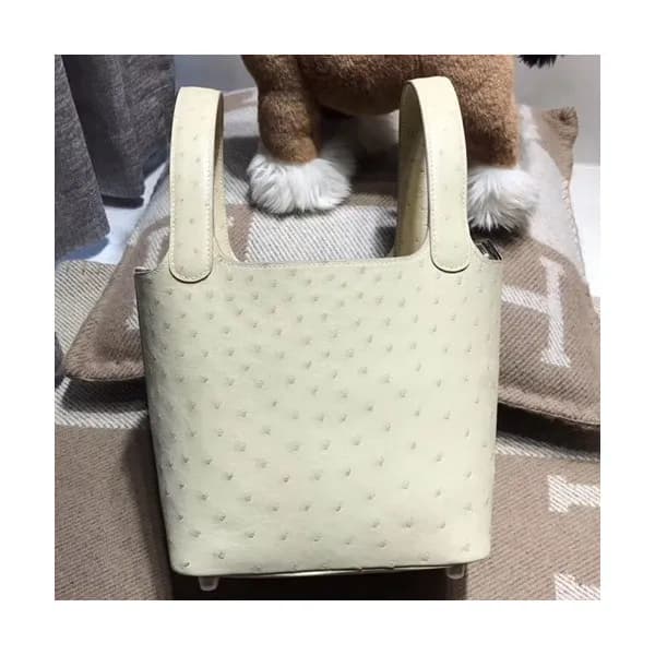 Hermes Picotin Lock Ostrich Leather Tote Bag,18cm … - 1