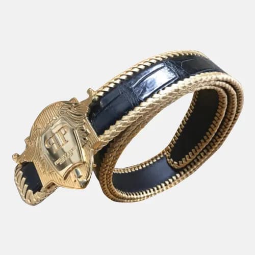 Philipp Plein 2019 Mens Box Logo Buckle Leather Be… - 1