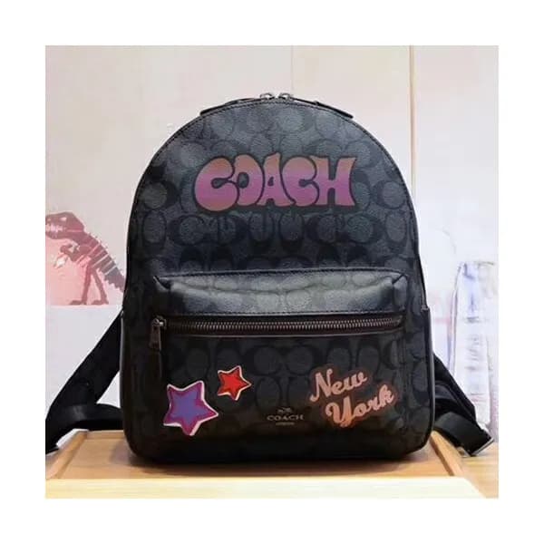 Coach Leather & PVC Back Pack,32cm - 코치 레더 & PVC … - 1
