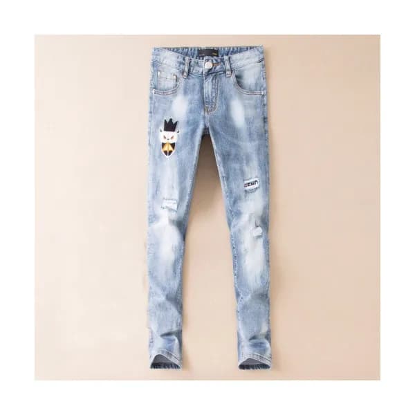 Fendi 2019 Mens Patch Logo Slim Fit Denim Pants - … - 1