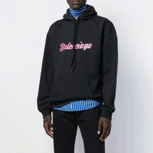 Balenciaga 2019 Mm/Wm Logo Oversize Cotton Hood Te… - 1