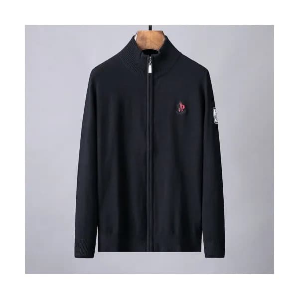 Moncler 2019 Mens Retro Logo Zip-up Wool Sweater -… - 1