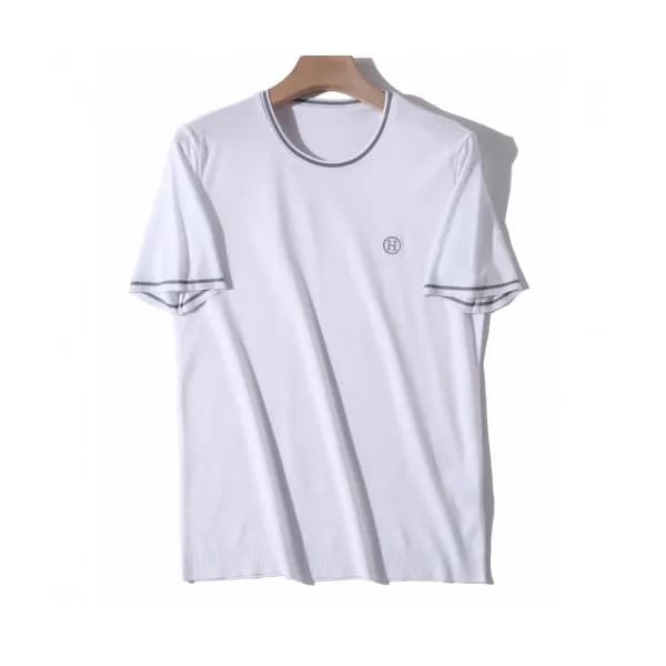 Hermes 2020 Mens Crew-neck Silket Short Sleeved Ts… - 1